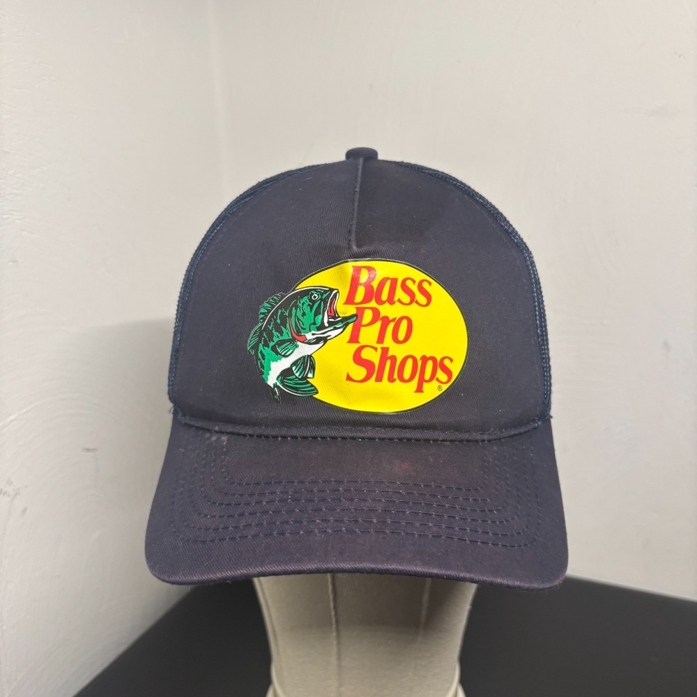 Bass Pro Shops Men's Gone Fishing Trucker Snapback Mesh Back Hat Cap Navy Blue